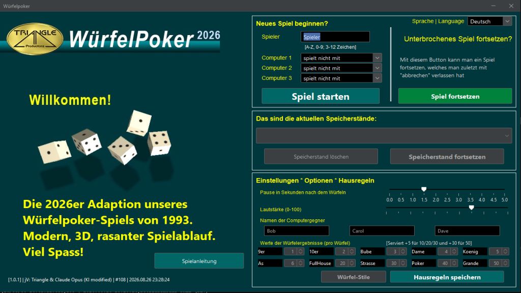 Screenshot 01 | Produkt: Würfelpoker | Triangle Productions
